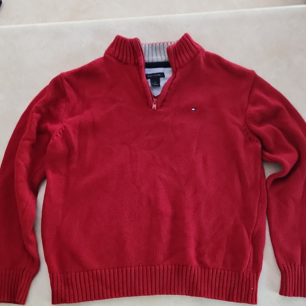 Tommy Hilfiger Men's Zip-Up Red Sweater